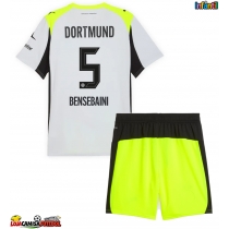 Camisa de Futebol Borussia Dortmund Ramy Bensebaini #5 Equipamento Secundário Infantil 2025-26 Manga Curta (+ Calças curtas)